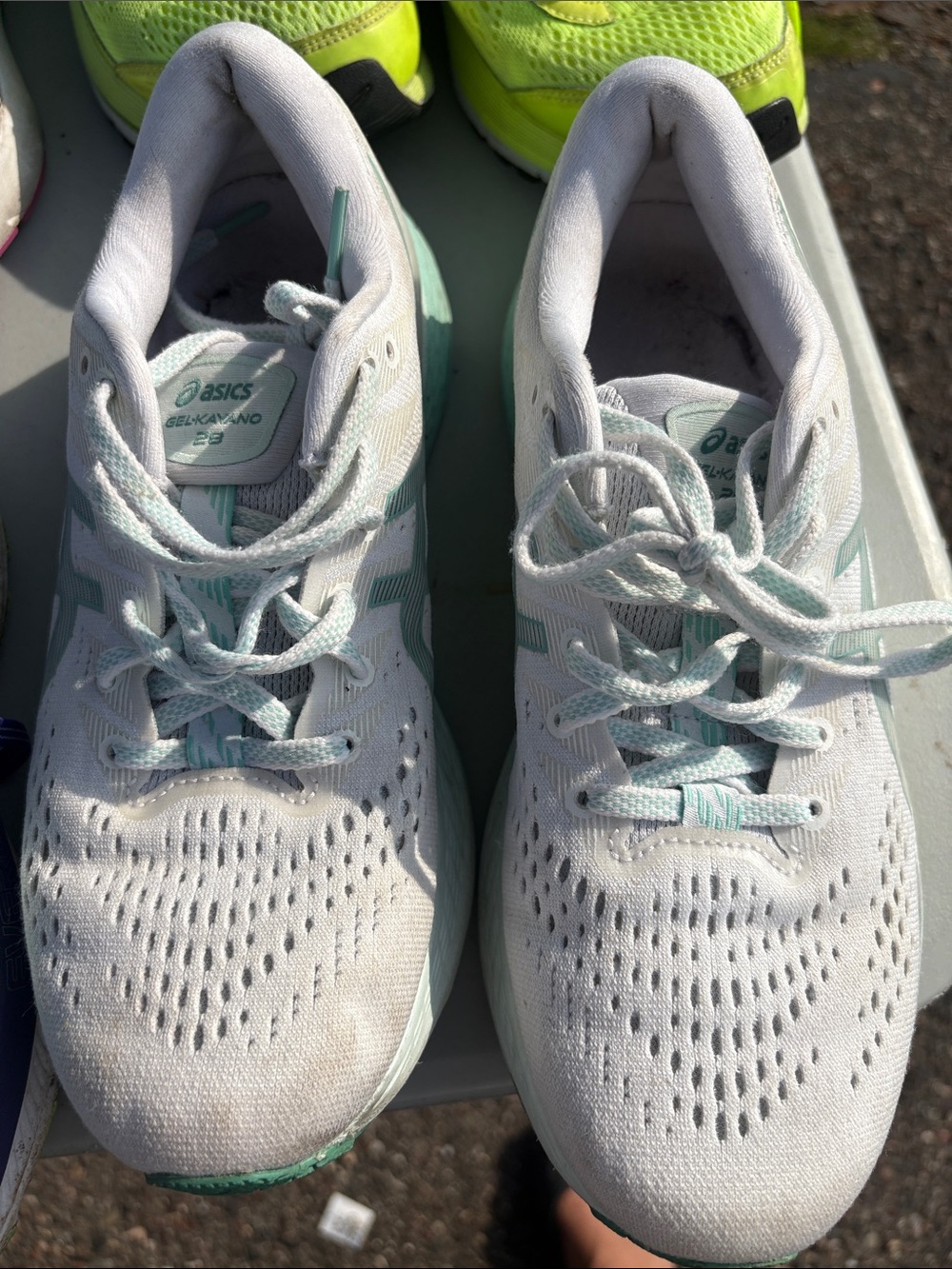 ASICS Women's White and Mint Athletic Running Shoes